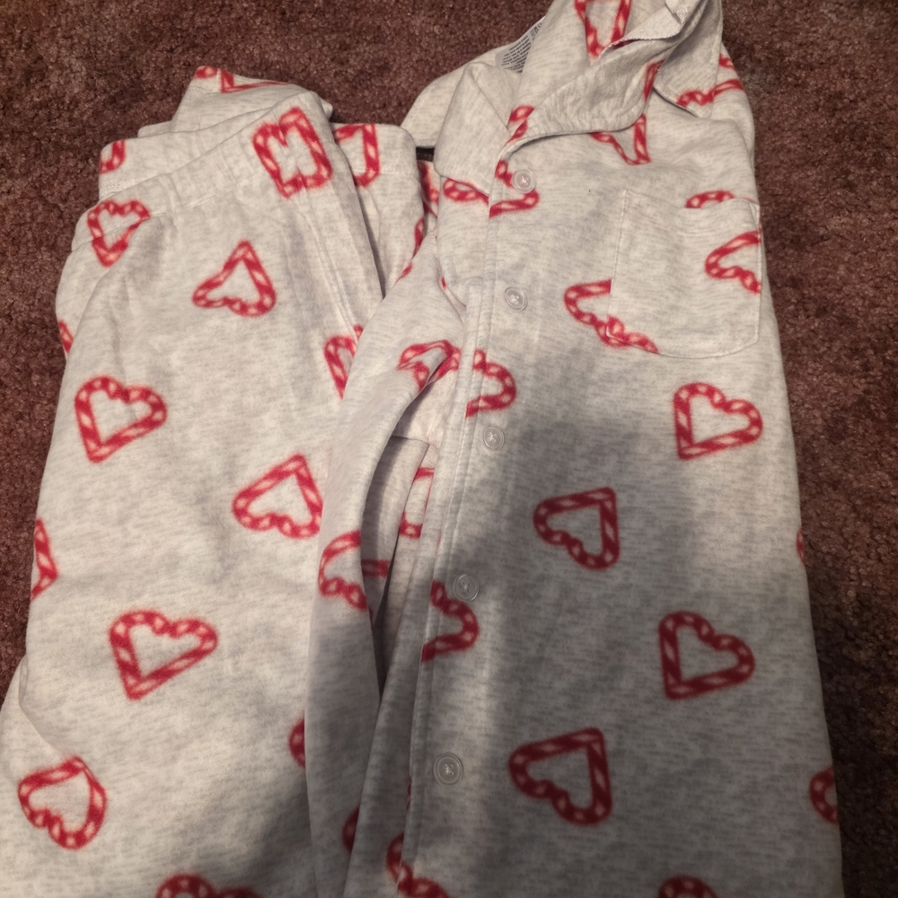 Cozy womens Pajamas with Red Heart Pattern